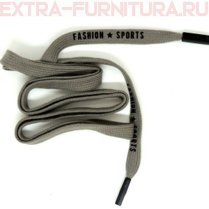 Шнурки плоские 130см, шир.12мм, FASHION SPORTS, металл.наконечник, цв.серый