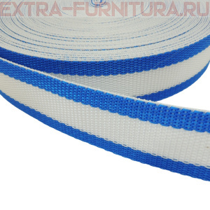 Стропа двухцветная, шир.30мм, цв. василек/белый, уп.25м, пл. 17 гр/м *