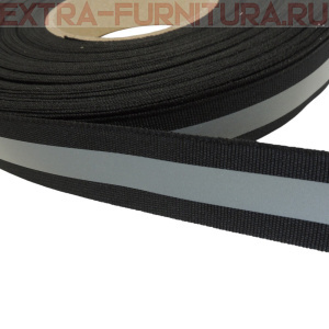 Стропа светоотражающая TBY отр.R200-280 шир.25мм, арт.SV.ST25b цв.черный уп.50м