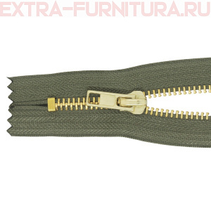 Молния джинсовая № 5, 18 см, латунь, цв.327 олива