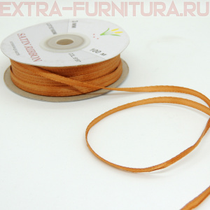 Лента атласная  3 мм  цв.197 коричневый  рул.100 м