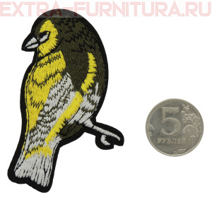 Термоаппликация Птичка хаки с желтым