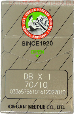 Иглы Organ для прямострочных машин с тонкой колбой (DB*1/70) ПШМ № 70/10, уп.10шт.