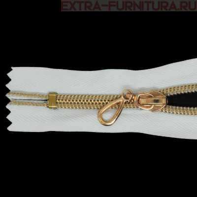 Молния спираль декор Т7 18см цв.белый/золото н/р