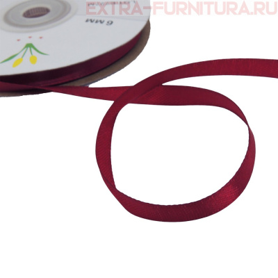 Лента атласная  6 мм  цв.067 вишня рул. 27,42м