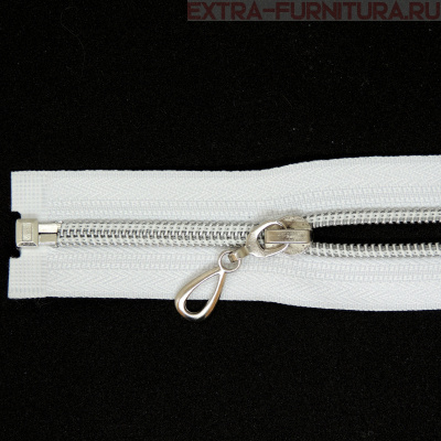 Молния спираль декор Т5 85см цв.белый/серебро (капля)